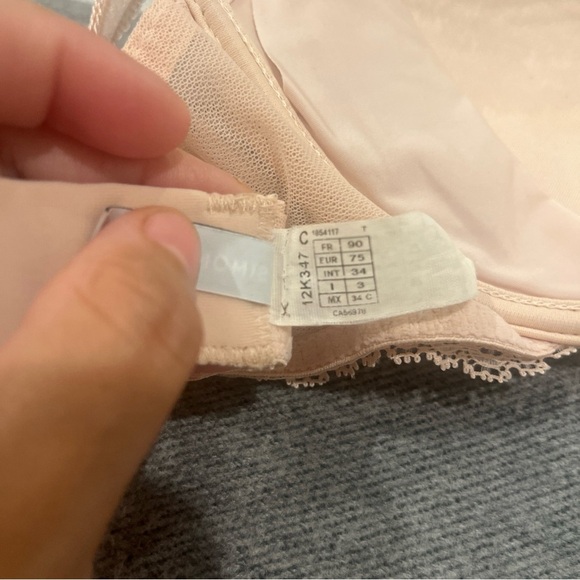 Simone Pérèle Petal Pink Nude Color Lace Detail Padded Push Up T-Shirt Bra 34c - Picture 8 of 12